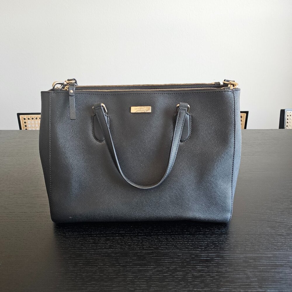 Kate Spade Laurel Way Leighann Black Leather Satchel Bag